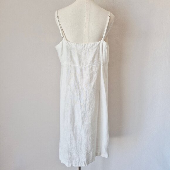 EILEEN FISHER White Linen Tank Sun Dress Pocket V-Neck Adjustable Straps - Picture 4 of 12
